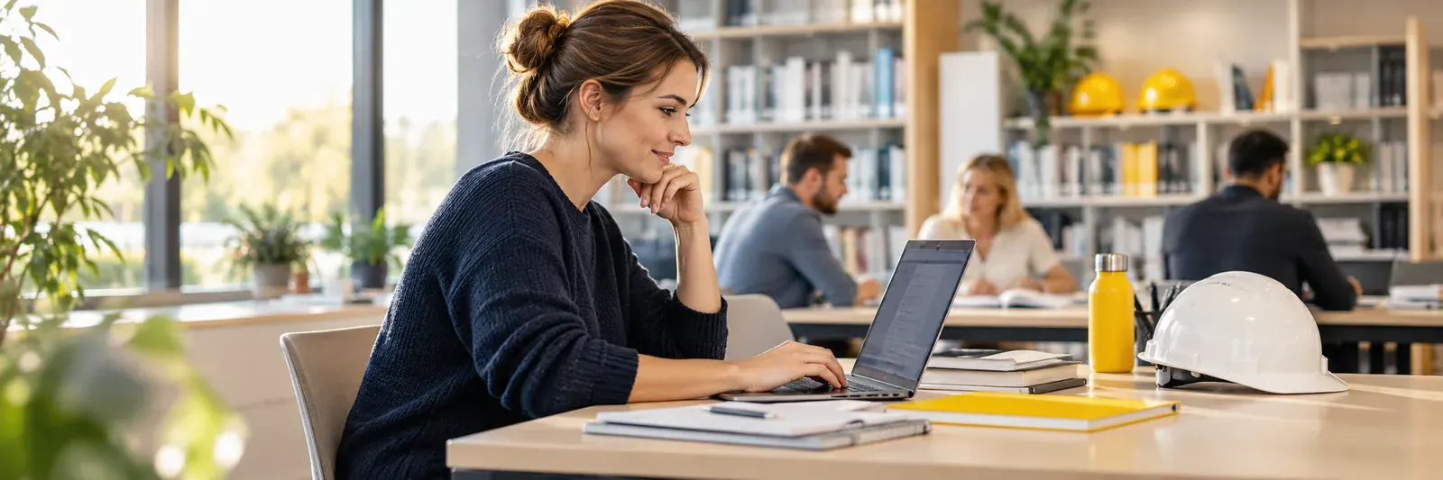 Mitarbeiterin absolviert eine Online-Schulung am Laptop